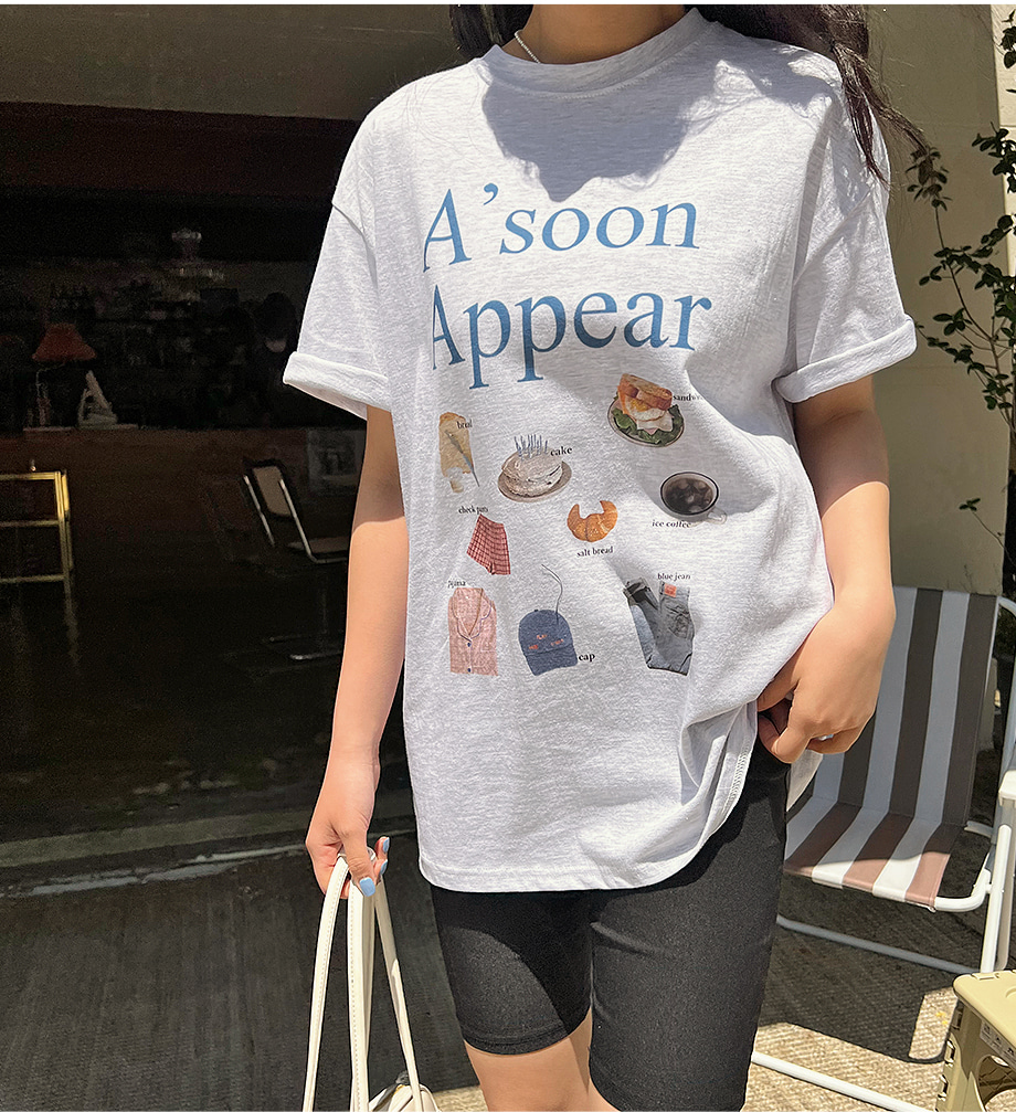리리앤코 (20수) 그리더리 프린팅 루즈핏 티셔츠