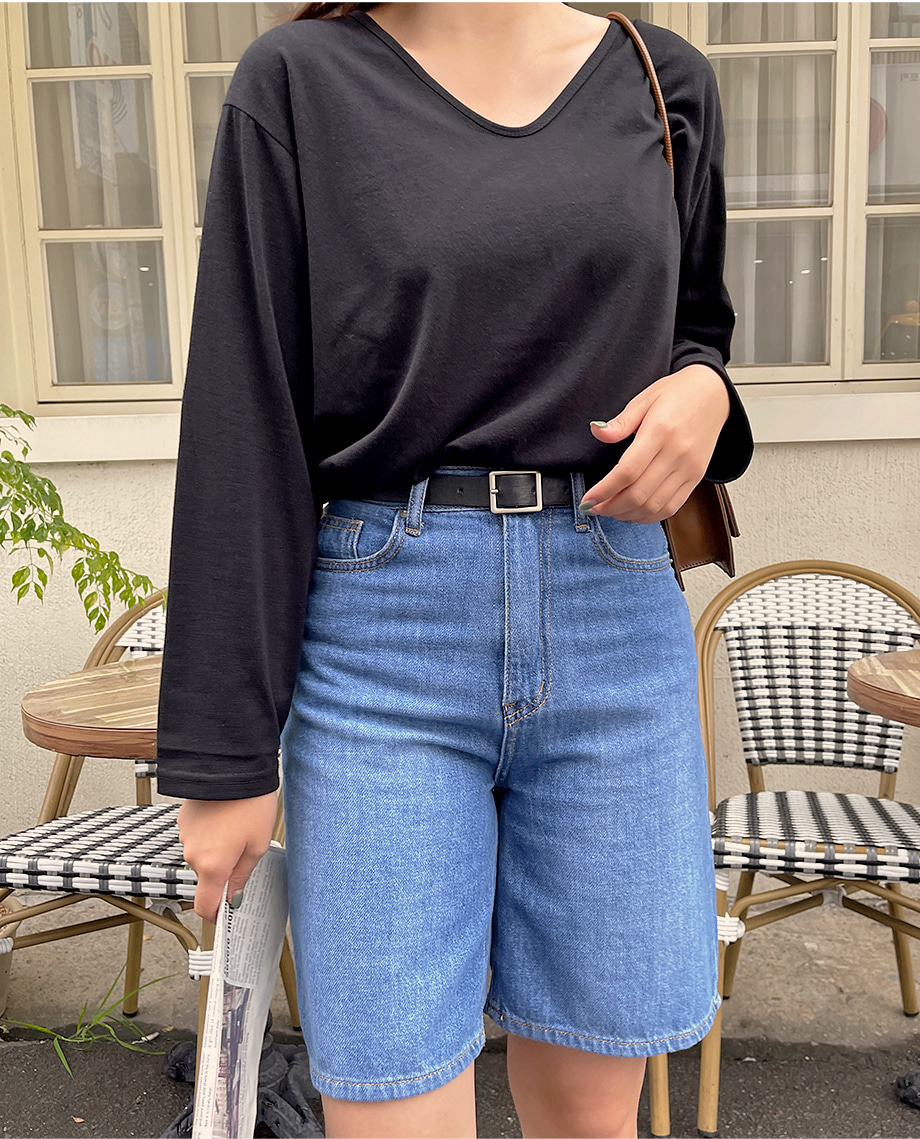 리리앤코 만능핏 긴팔 브이넥 티셔츠