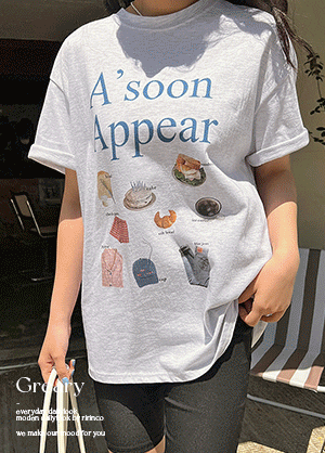 리리앤코 (20수) 그리더리 프린팅 루즈핏 티셔츠